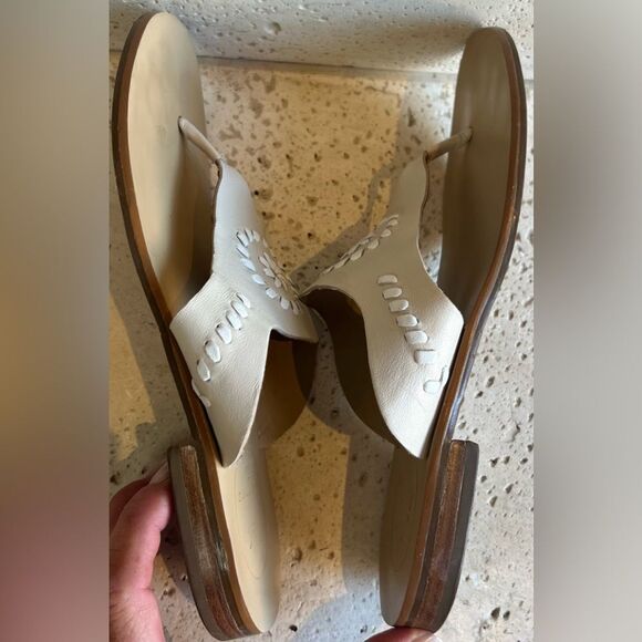 Jack Rogers Cream Slip On Leather Sandals Size 7 - Picture 6 of 10